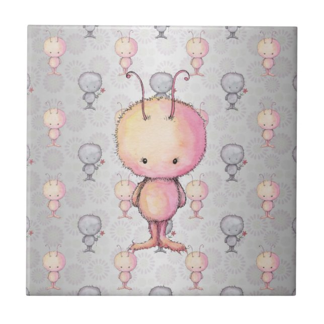 Süße Fluffige Monster Fliese (Vorderseite)