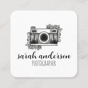 Süße Fotograf Vintage-Kamera Quadratische Visitenkarte