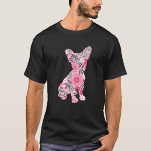 Süße Französin Mutter Blumen Blumen Silhouette Hun T-Shirt