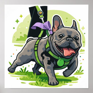 Süße Französische Bulldogge beim Spaziergang im Pa Poster
