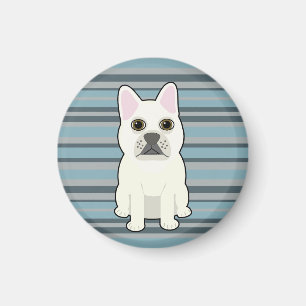 Süße Französische Bulldogge Blaue Streifen Magnet