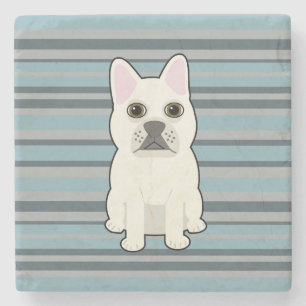 Süße Französische Bulldogge Blaue Streifen Steinuntersetzer