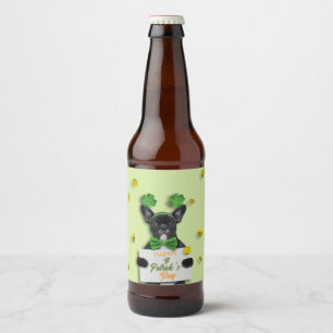 Süße Französische Bulldogge Frohen St. Patrick's T Bierflaschenetikett