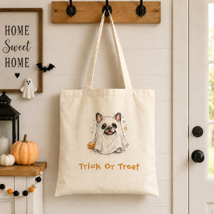 Süße Französische Bulldogge Halloween-Geist Trick Tragetasche