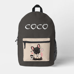 Süße Französische Bulldogge Hoodie Illustration Bedruckter Rucksack