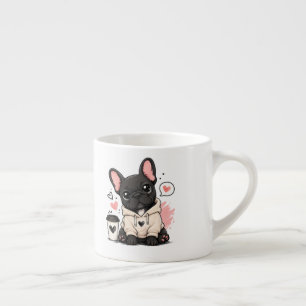 Süße Französische Bulldogge Hoodie Illustration Espressotasse