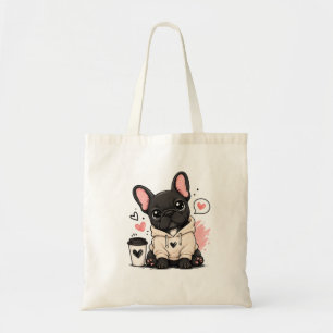 Süße Französische Bulldogge Hoodie Illustration Tragetasche