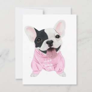 Süße Französische Bulldogge steckt   Einfach Liebe Einladung