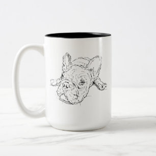Süße Französische Bulldogge Tasse, Geschenk für Hu Zweifarbige Tasse