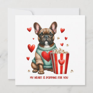 Süße französische Bulldogge Valentinstag Herz Einladung