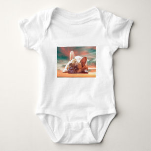 Süße Französische Bulldogge Wasserfarben-Kunstmale Baby Strampler