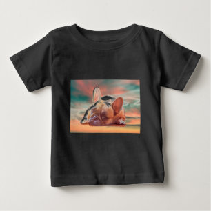 Süße Französische Bulldogge Wasserfarben-Kunstmale Baby T-shirt
