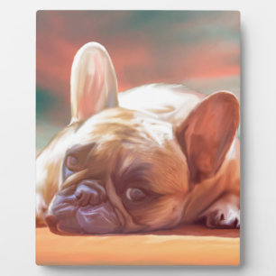 Süße Französische Bulldogge Wasserfarben Kunstmale Fotoplatte
