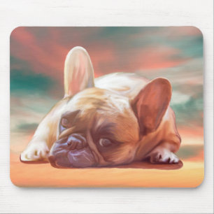 Süße Französische Bulldogge Wasserfarben-Kunstmale Mousepad