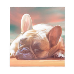 Süße Französische Bulldogge Wasserfarben Kunstmale Notizblock