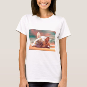 Süße Französische Bulldogge Wasserfarben-Kunstmale T-Shirt