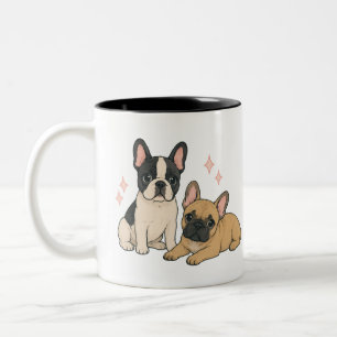 Süße Französische Bulldoggen-Welpen-Illustration Zweifarbige Tasse