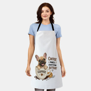 Süße Französische Kaffee-Liebhaber-Illustration Schürze