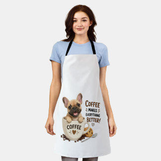 Süße Französische Kaffee-Liebhaber-Illustration Schürze