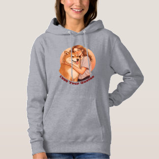 Süße Frau und Hund kuscheln Hoodie