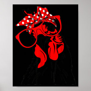 Süße Frauen Mädchen Huhn mit Bandana Stirnband und Poster