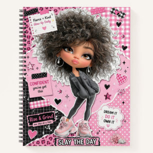 Süße freche rosa Puppen-Collage Spiralblock Notizbuch