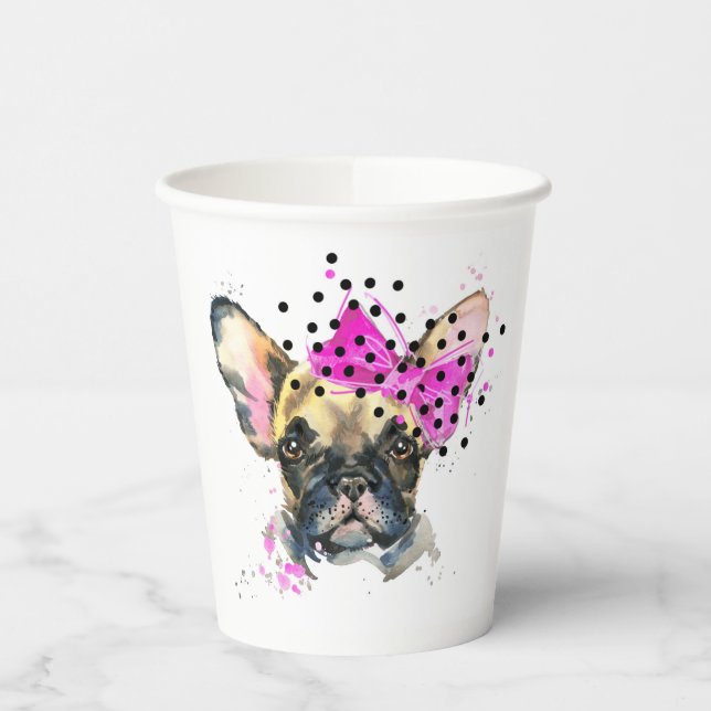 Süsse French Bull Dog Pappbecher (Links)