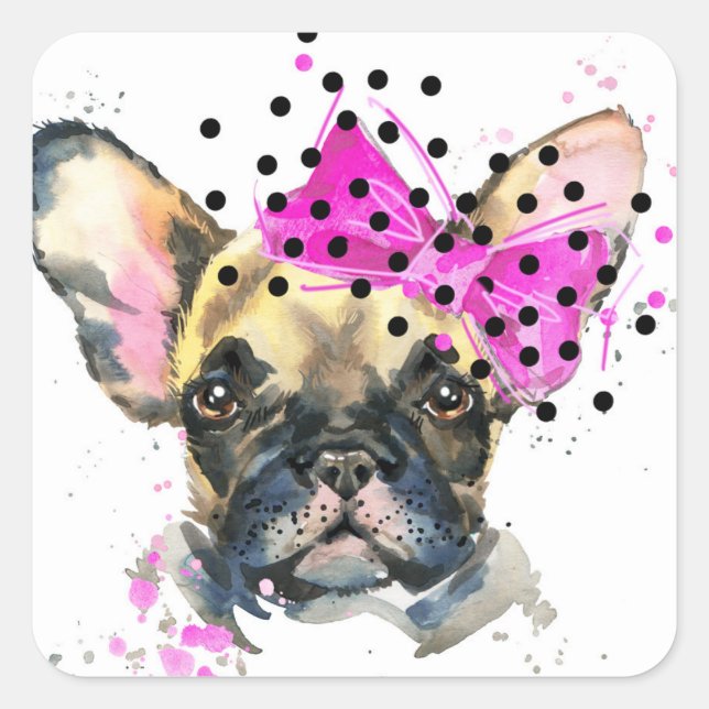 Süsse French Bull Dog Quadratischer Aufkleber (Vorderseite)