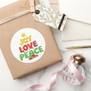 Süße Freude Liebe Frieden Weihnachtsbaum Festlich Runder Aufkleber