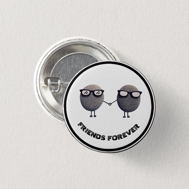 Süße Freunde für immer runder Anstecker Button (Vorne & Hinten)