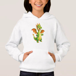 Süße freundliche grüne Drachen-Cartoon-Illustratio Hoodie