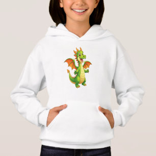 Süße freundliche grüne Drachen-Cartoon-Illustratio Hoodie