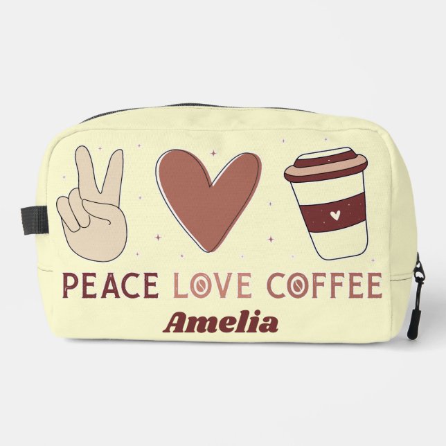 Süße Friedensliebe Kaffee Boho-Ästhetik Waschbeutel (Vorderseite)