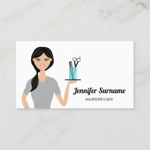 Süße Friseurin Frau Illustration Friseur Stilistin Visitenkarte