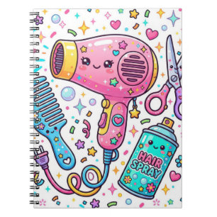 Süße Friseurwerkzeuge im Kawaii-Kunststil Notizblock