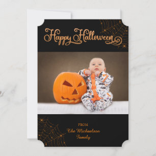 Süße Frohe Halloween Bokeh Spinnennetze Fotokarte Dankeskarte