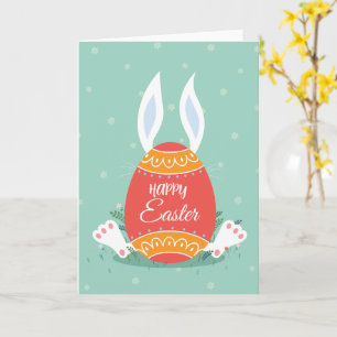 Süße Frohe Ostern-Grußkarte mit Hase und Farbe Karte