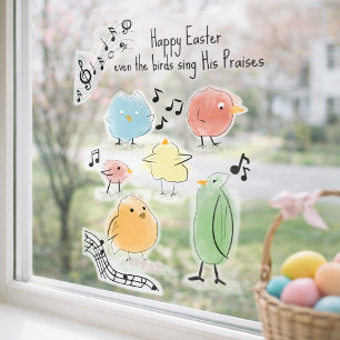 Süße Frohe Ostern Sogar die Vögel singen Osterdeko Fensteraufkleber