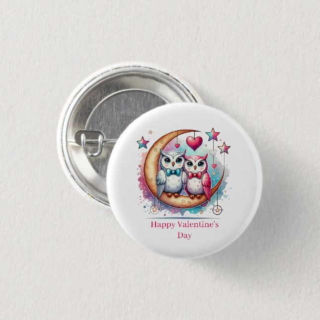 Süße Frohe Valentinstag Liebesvögel Party  Button (Vorne & Hinten)