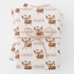 Süße Frohe Weihnachten Baby Rentiere  Geschenkpapier Set