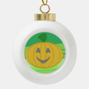 Süße fröhliche Ernte-Kürbis Orange Keramik Kugel-Ornament
