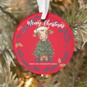 Süße fröhliche Kuh Weihnachtsbaum Kalb Ochse Xmas  Ornament