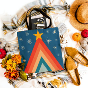 Süße fröhliche und helle Retro-Groovy-Weihnachtsba Tasche