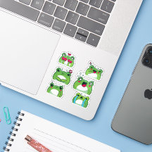 Süße Frosch-Emoji-Reaktionsgesichter Vinyl-Aufkleb