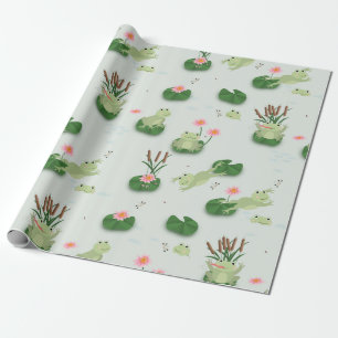 Süße Frösche im Seerosenteich Geschenkpapier