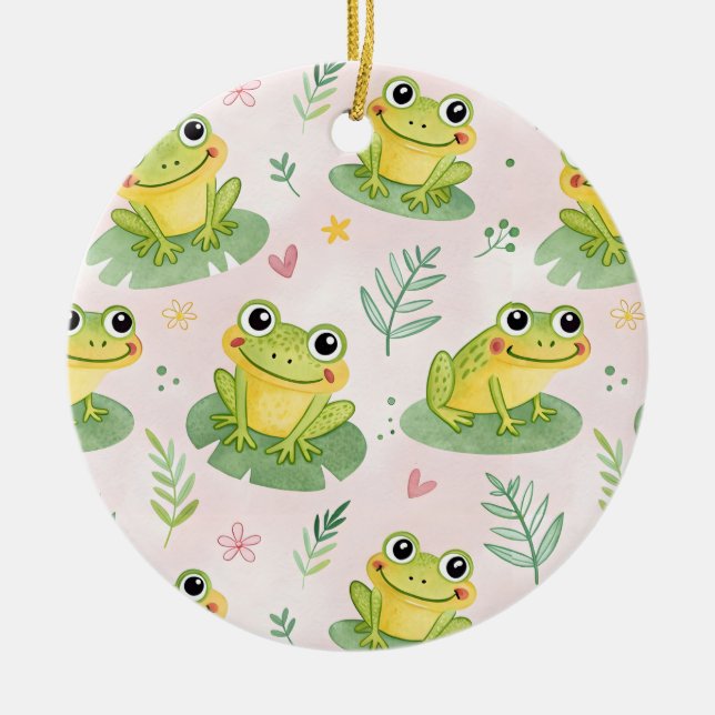 Süße Frösche Muster Keramik Ornament (Vorne)