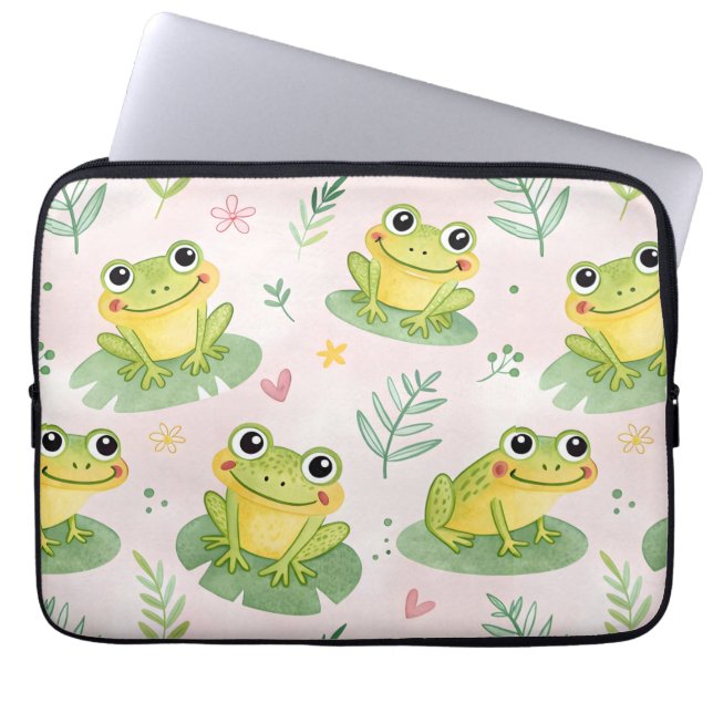 Süße Frösche Muster Laptopschutzhülle (Vorderseite)