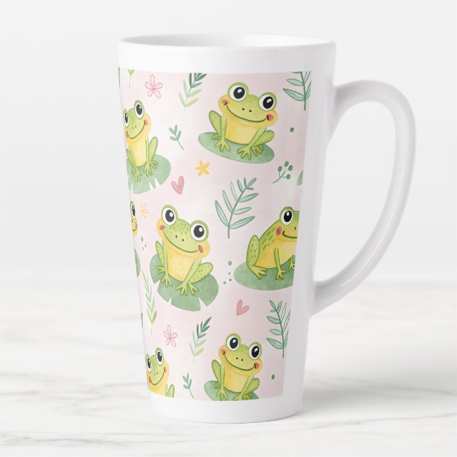 Süße Frösche Muster Milchtasse (Rechts)