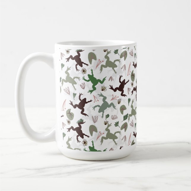 Süße Frösche Natur Blumenmuster Kaffeetasse (Links)