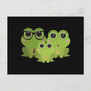Süße Froschfamilie auf schwarzem Hintergrund Postkarte